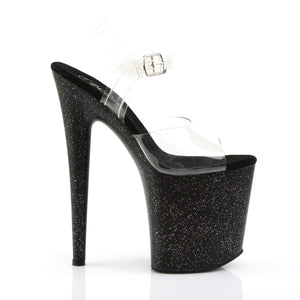 FLAMINGO-808MG 8 Inch Heel Clear Black Pole Dancer Platforms