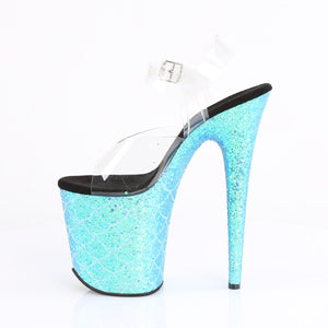 FLAMINGO-808MSLG Pleaser Heels Clear Aqua Glitter Sexy Shoes