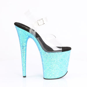 FLAMINGO-808MSLG Pleaser Heels Clear Aqua Glitter Sexy Shoes