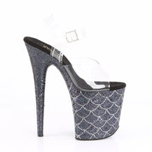 Load image into Gallery viewer, FLAMINGO-808MSLG 8&quot; Heel Clear Black Glitter Strippers Shoes