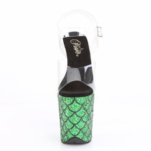 Load image into Gallery viewer, FLAMINGO-808MSLG 8&quot; Heel Clear Green Glitter Strippers Shoes