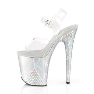 FLAMINGO-808SHAPE-1 8" Heel ClearSilver Pole Dancing Shoes