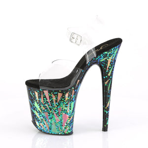 FLAMINGO-808SPLA-1 Clear Black-Purple-Green Holo Sexy Shoes