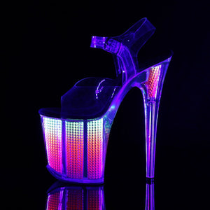 FLAMINGO-808SRS 8" Heel Clear Neon Multi Bling Stripper Shoe