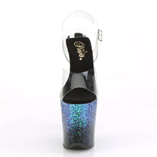 Load image into Gallery viewer, FLAMINGO-808SS 8&quot; Heel Clear Black Blue Glitter Dance Shoes