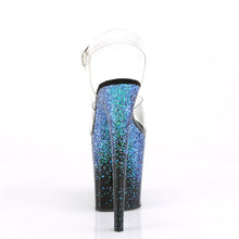 Load image into Gallery viewer, FLAMINGO-808SS 8&quot; Heel Clear Black Blue Glitter Dance Shoes