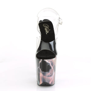 FLAMINGO-808STORM Pleaser 8" Heel Clear Pink Hologram Shoes