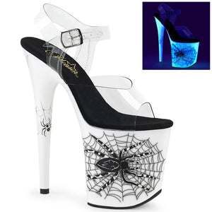 FLAMINGO-808SW 8" Heel Clear Neon White Pole Dancer Shoes