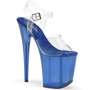 FLAMINGO-808T 8" Heel Clear Blue Tint Pole Dancing Platforms