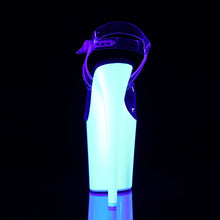 Load image into Gallery viewer, FLAMINGO-808UV 8&quot; Heel Clear Neon White Pole Dancer Shoes