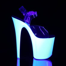 Load image into Gallery viewer, FLAMINGO-808UV 8&quot; Heel Clear Neon White Pole Dancer Shoes