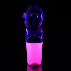 FLAMINGO-808UVG Sexy Shoes Clear Neon Pink Glitter Strippers