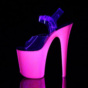 FLAMINGO-808UVG Sexy Shoes Clear Neon Pink Glitter Strippers