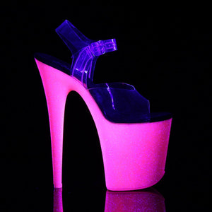 FLAMINGO-808UVG Sexy Shoes Clear Neon Pink Glitter Strippers