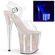 Load image into Gallery viewer, FLAMINGO-808UVG 8&quot; Heel Clear Neon Glitter Strippers Shoes