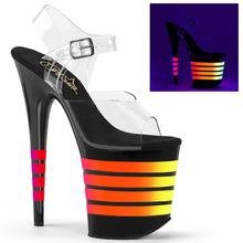 Load image into Gallery viewer, FLAMINGO-808UVLN 8&quot; Heel Clear Black Neon Strippers Shoes