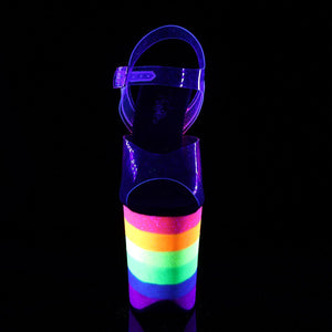 FLAMINGO-808UVRB Heels Clear Neon Rainbow Glitter Sexy Shoes