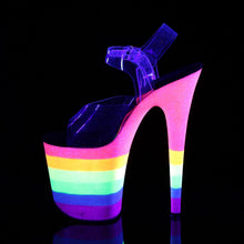 Load image into Gallery viewer, FLAMINGO-808UVRB Heels Clear Neon Rainbow Glitter Sexy Shoes