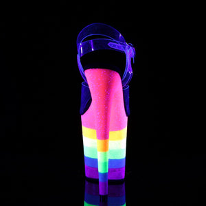 FLAMINGO-808UVRB Heels Clear Neon Rainbow Glitter Sexy Shoes