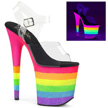 Load image into Gallery viewer, FLAMINGO-808UVRB Heels Clear Neon Rainbow Glitter Sexy Shoes