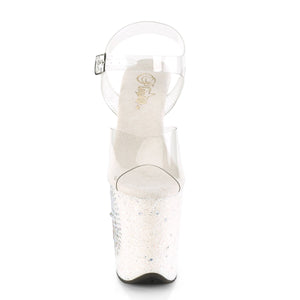 FLAMINGO-808WD 8" Clear White Glitter Pole Dancer Platforms