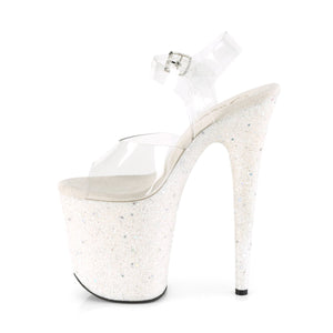 FLAMINGO-808WD 8" Clear White Glitter Pole Dancer Platforms