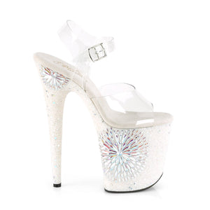 FLAMINGO-808WD 8" Clear White Glitter Pole Dancer Platforms