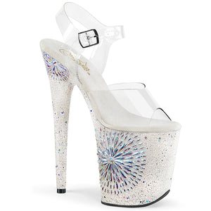 FLAMINGO-808WD 8" Clear White Glitter Pole Dancer Platforms