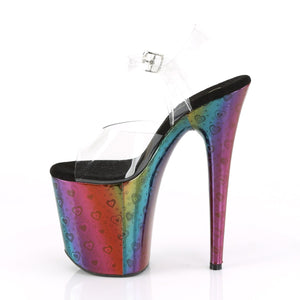 FLAMINGO-808WR 8" Heel Clear Rainbow Hologram Strippers Shoe