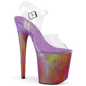 FLAMINGO-808WR Pleaser 8" Heel Clear Purple Hologram Shoes