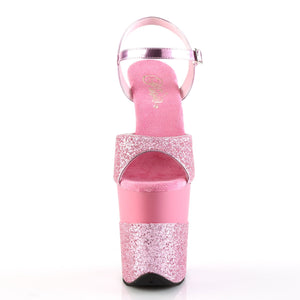 FLAMINGO-809-2G 8" Heel Pink Glitter Pole Dancing Platforms