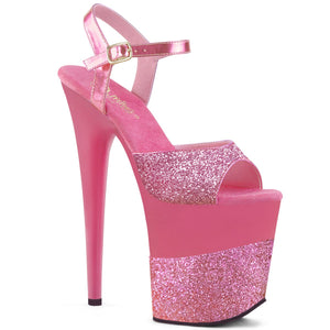 FLAMINGO-809-2G 8" Heel Pink Glitter Pole Dancing Platforms