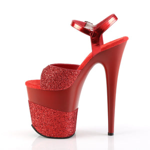 FLAMINGO-809-2G 8" Heel Red Glitter Pole Dancing Platforms