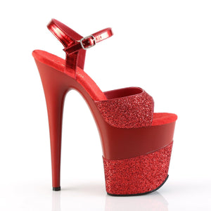 FLAMINGO-809-2G 8" Heel Red Glitter Pole Dancing Platforms