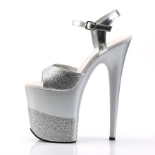 Load image into Gallery viewer, FLAMINGO-809-2G 8&quot; Heel Silver Glitter Pole Dancer Platforms