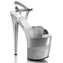 Load image into Gallery viewer, FLAMINGO-809-2G 8&quot; Heel Silver Glitter Pole Dancer Platforms