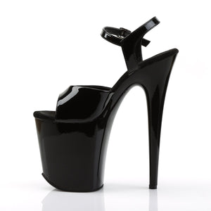 FLAMINGO-809 8 Inch Heel Black Patent Pole Dancing Platforms