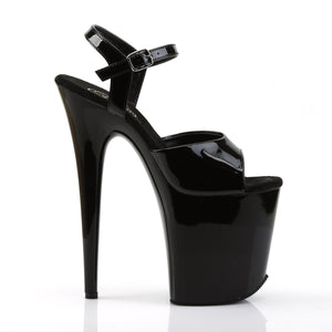 FLAMINGO-809 8 Inch Heel Black Patent Pole Dancing Platforms