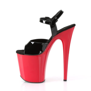 FLAMINGO-809 8" Heel Black Patent Red Pole Dancer Platforms