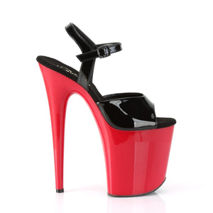 FLAMINGO-809 8" Heel Black Patent Red Pole Dancer Platforms