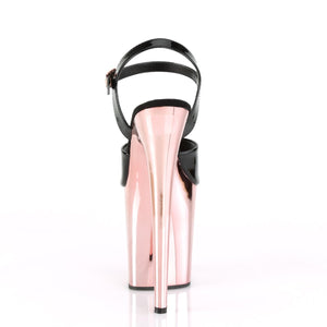 FLAMINGO-809 Pleaser 8" Heel Black Rose Gold Strippers Shoes