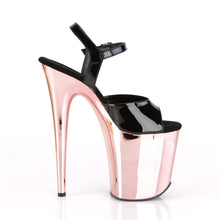 Load image into Gallery viewer, FLAMINGO-809 Pleaser 8&quot; Heel Black Rose Gold Strippers Shoes