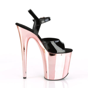 FLAMINGO-809 Pleaser 8" Heel Black Rose Gold Strippers Shoes