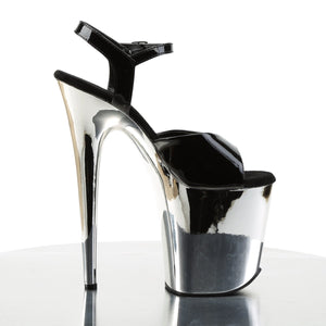 FLAMINGO-809 8" Heel BlackSilver Chrome Pole Dancing Shoes