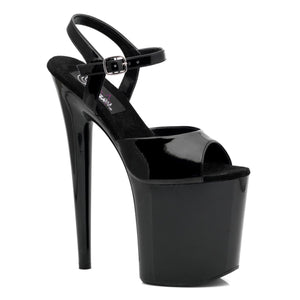 FLAMINGO-809 8 Inch Heel Black Patent Pole Dancing Platforms