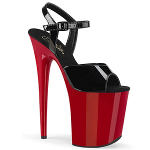 FLAMINGO-809 8" Heel Black Patent Red Pole Dancer Platforms