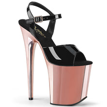 Load image into Gallery viewer, FLAMINGO-809 Pleaser 8&quot; Heel Black Rose Gold Strippers Shoes