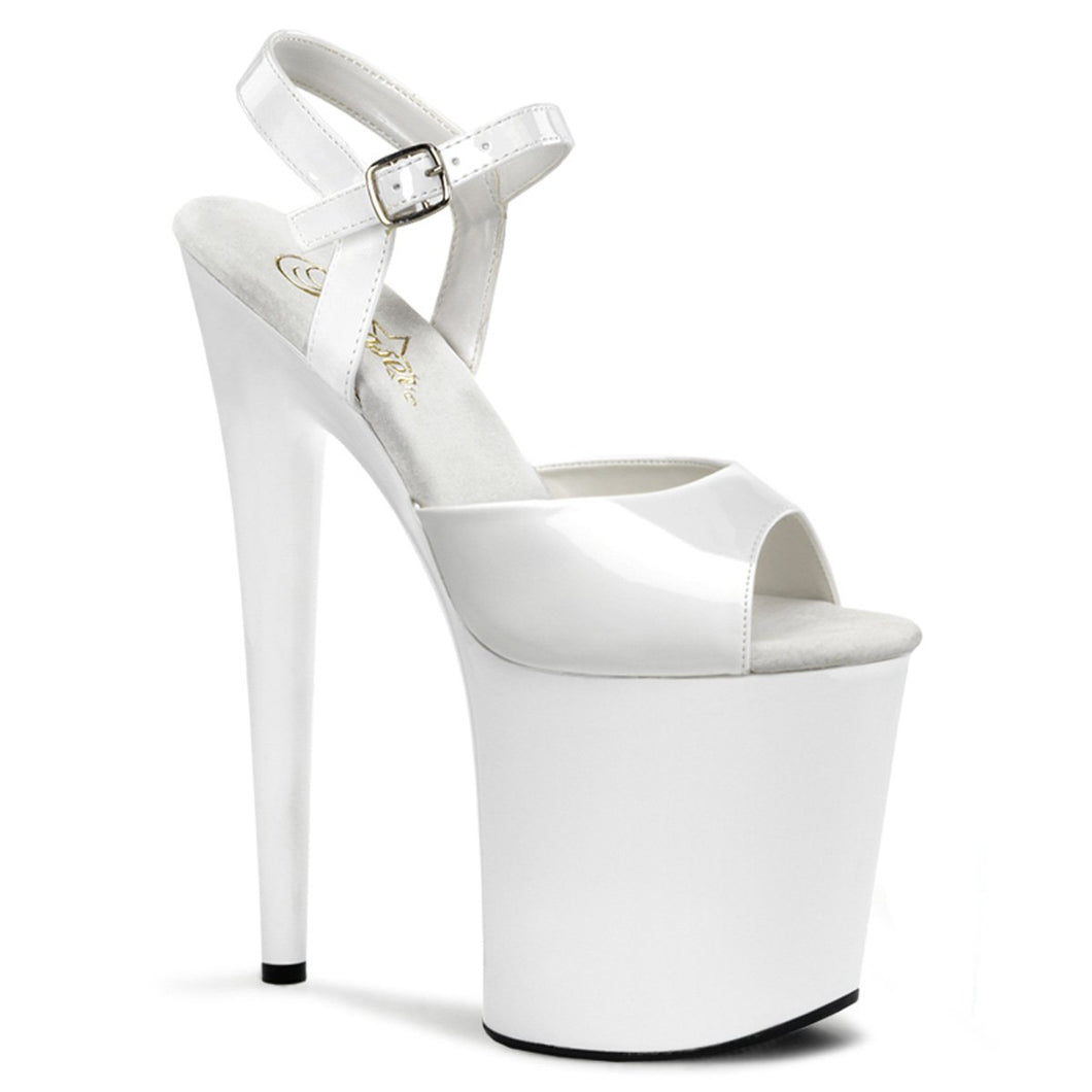 FLAMINGO-809 8 Inch Heel White Patent Pole Dancing Platforms