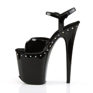 FLAMINGO-809ABLS 8" Heel Black Patent Pole Dancing Platforms