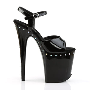 FLAMINGO-809ABLS 8" Heel Black Patent Pole Dancing Platforms